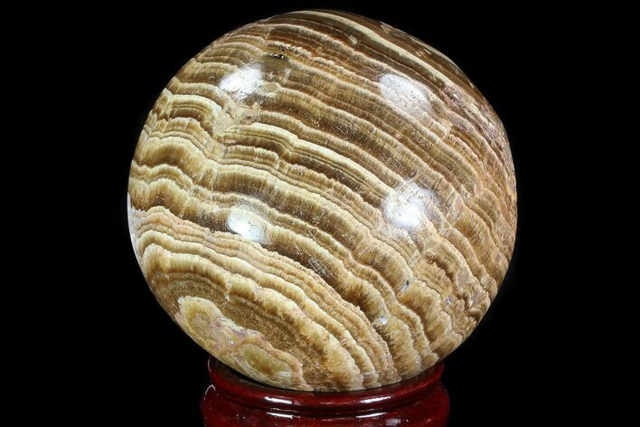 Polished, Banded Aragonite Sphere - Morocco #82243
